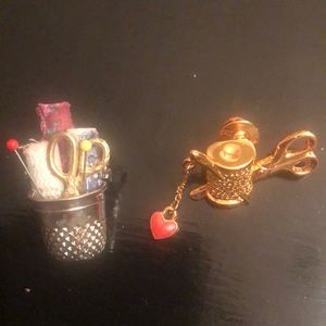 Two Vintage Brooches. Sewing Theme